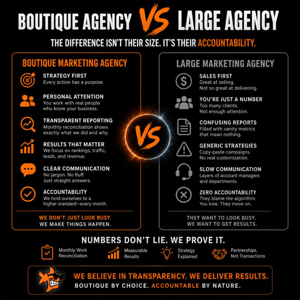 coolfish design the boutique marketing agency vs large marketing firm